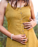 Mustard Checkered Strappy Dress
