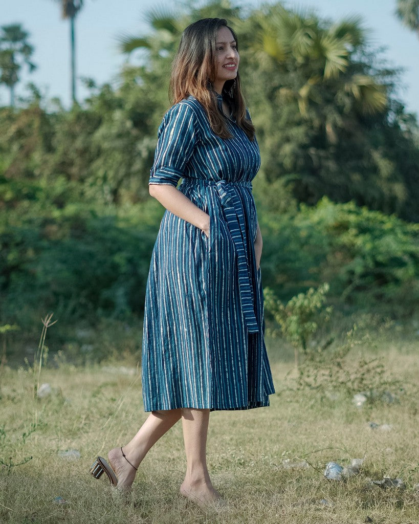 Indigo Striped Dress