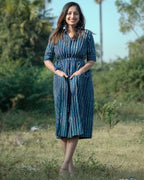 Indigo Striped Dress
