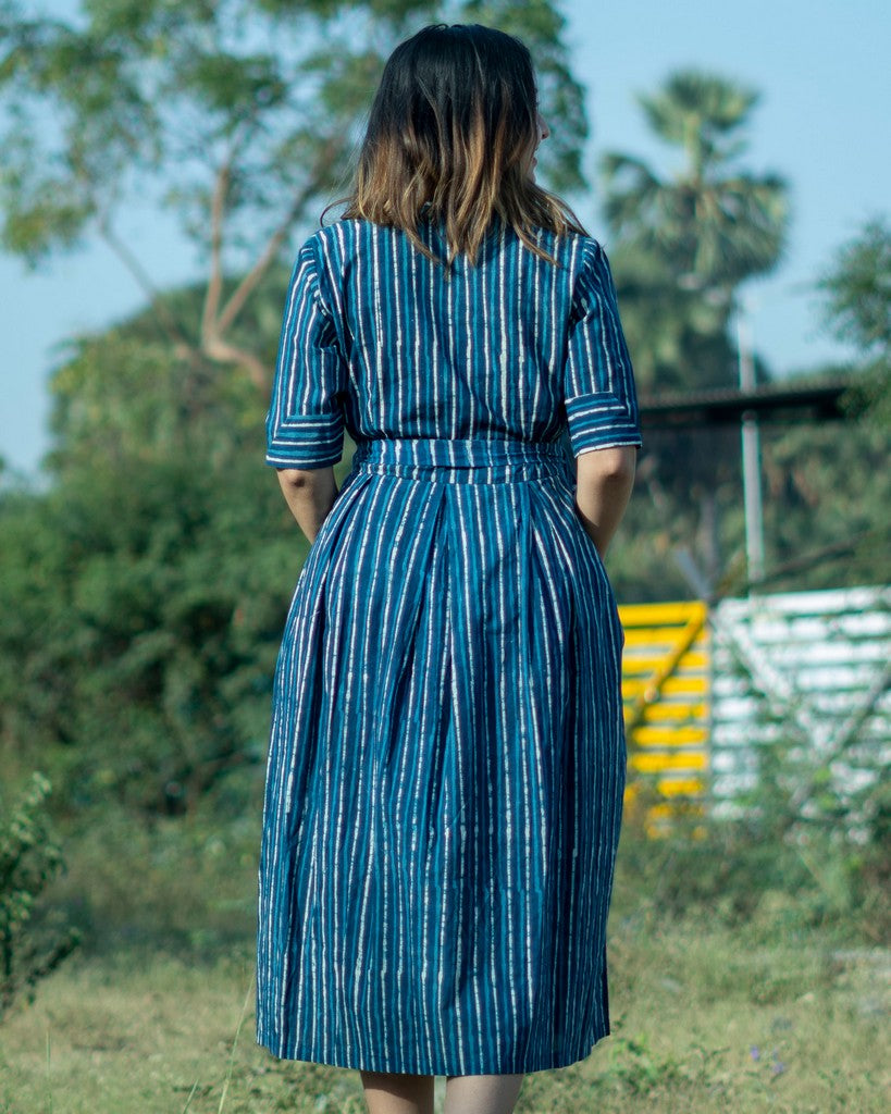 Indigo Striped Dress