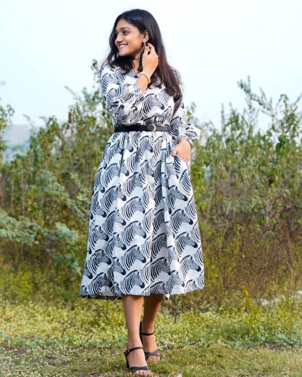 Zebra Print Midi Dress