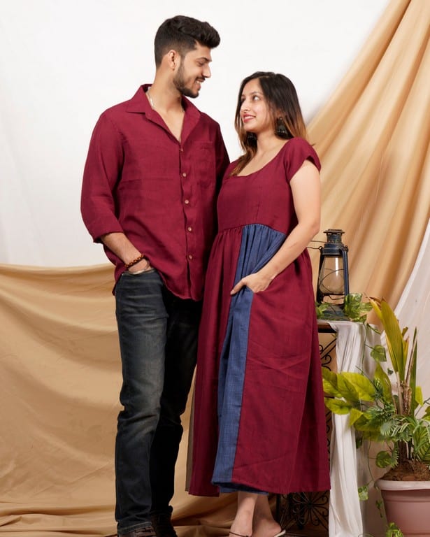 Electric Maroon Couple Set