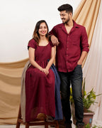 Electric Maroon Couple Set