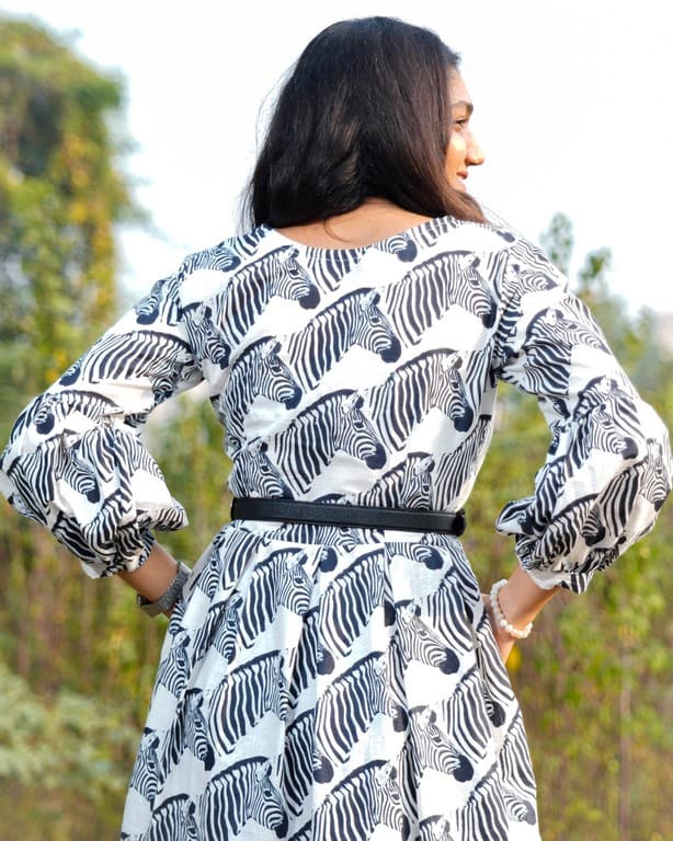 Zebra Print Midi Dress