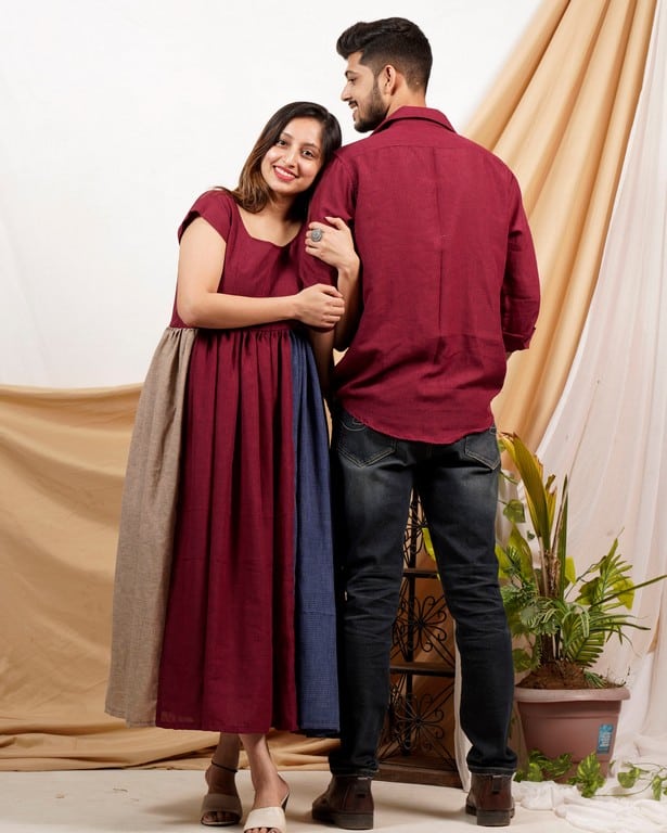 Electric Maroon Couple Set