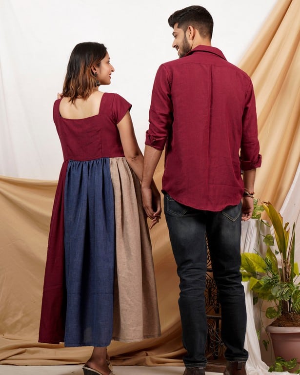 Electric Maroon Couple Set