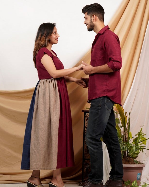 Electric Maroon Couple Set