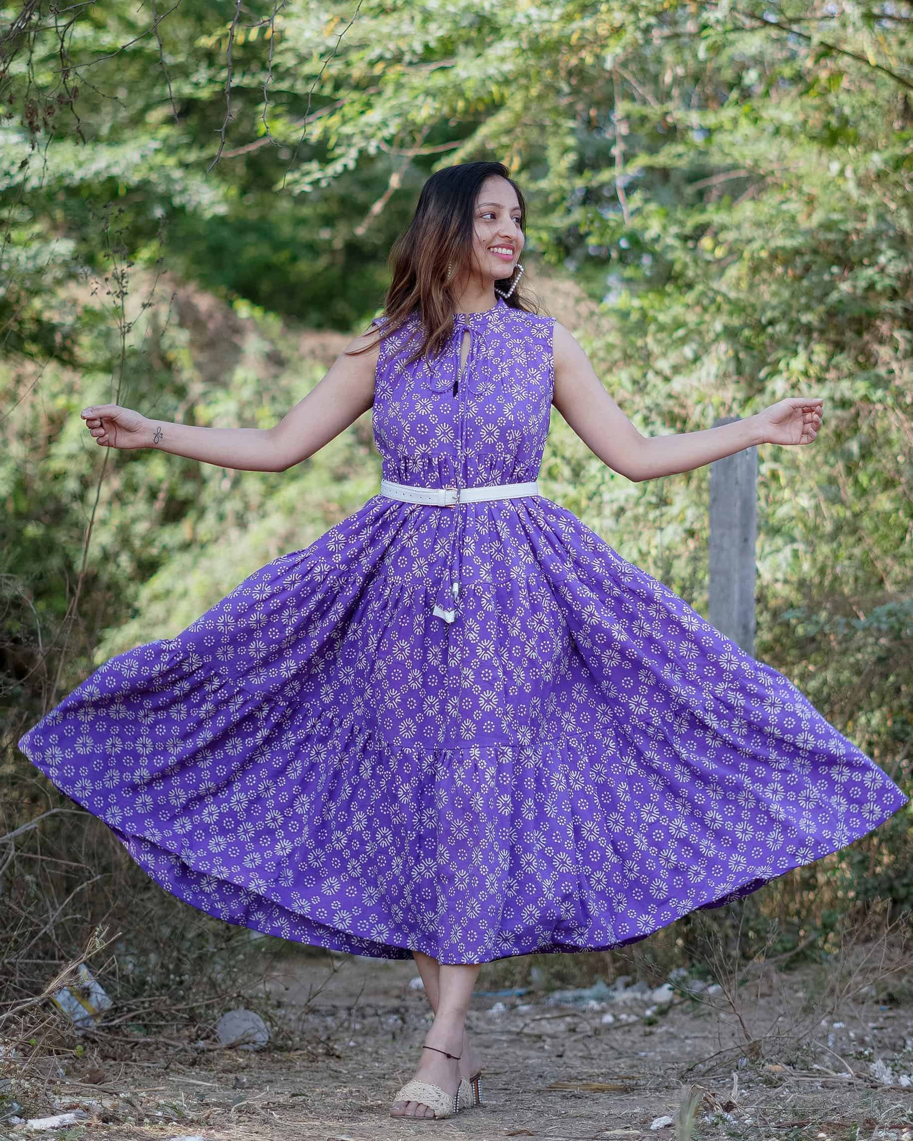 Lavender Dot Tier Maternity Dress
