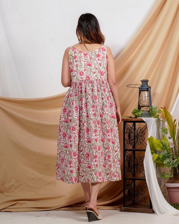 Pink Floral Strappy Maternity Dress