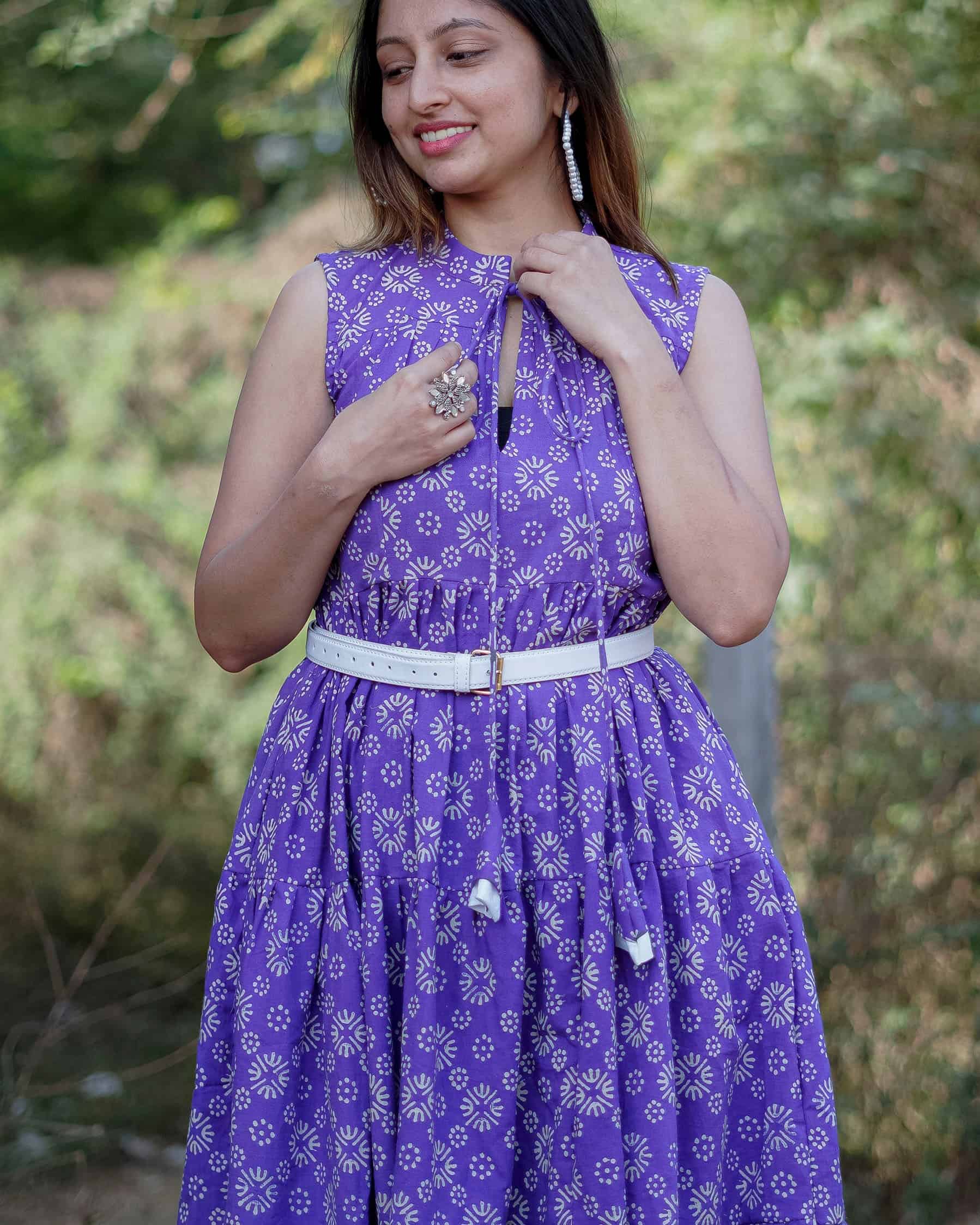 Lavender Dot Tier Maternity Dress