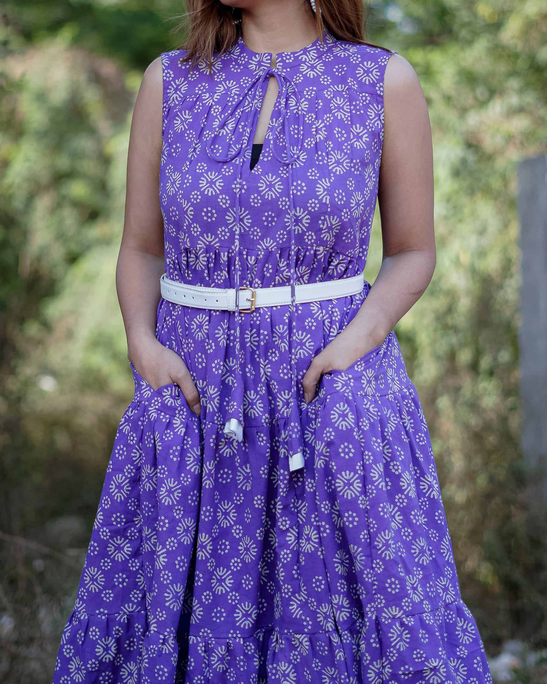 Lavender Dot Tier Maternity Dress