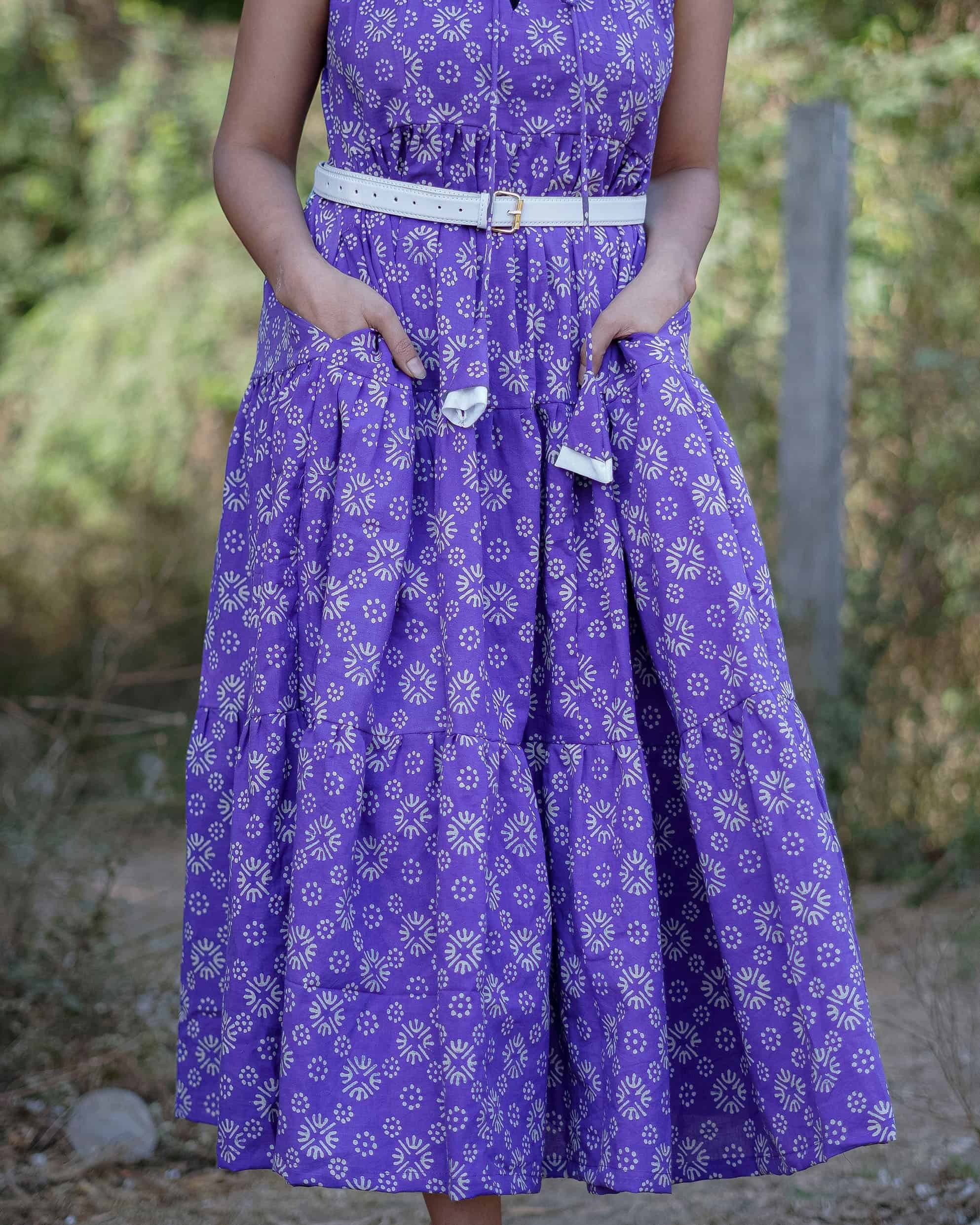 Lavender Dot Tier Maternity Dress