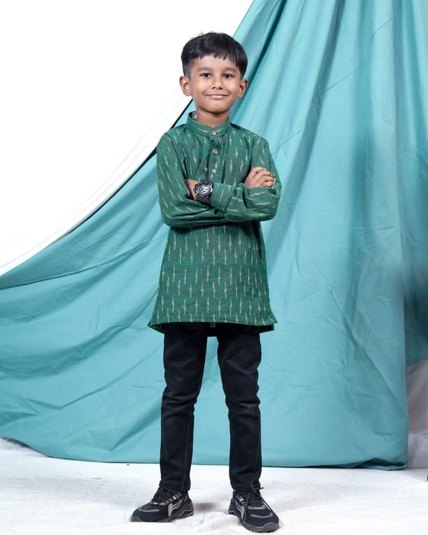 Pickle Green Glorious Boy Kurta Secondary image