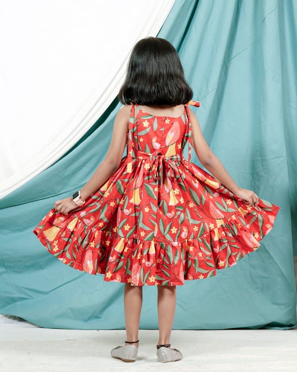 Red Bird Girl Dress