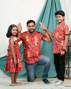 Red Bird Father Kid Twinning
