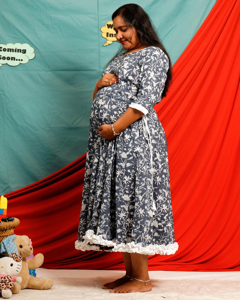 Moonstone Grey Maternity Dress