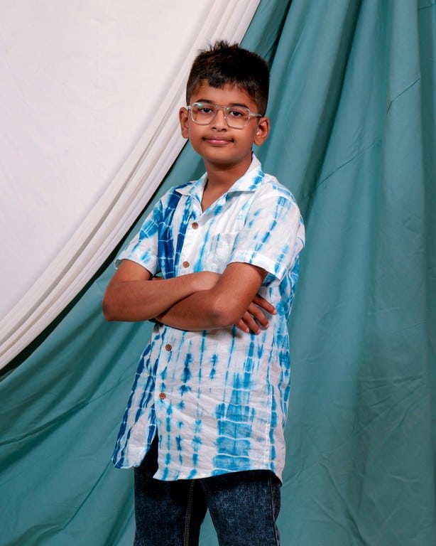 Blue Shibori Punch Boy Shirt Secondary image