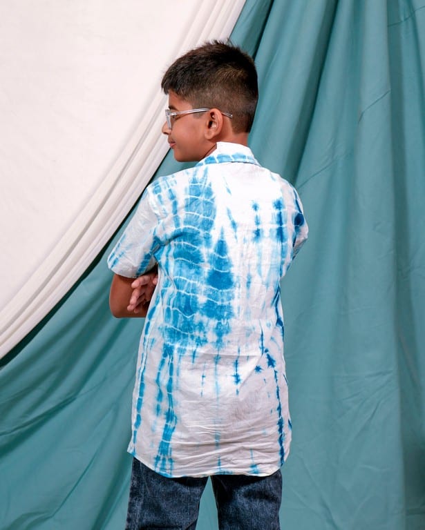 Blue Shibori Punch Boy Shirt
