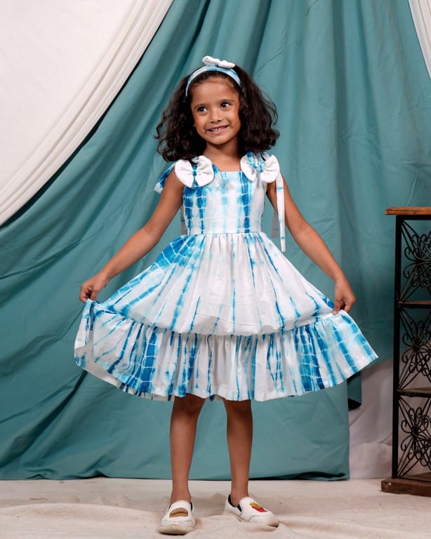 Blue Shibori Punch Girl Dress Main image