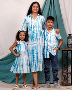 Blue Shibori Punch Mother Kids Twinning