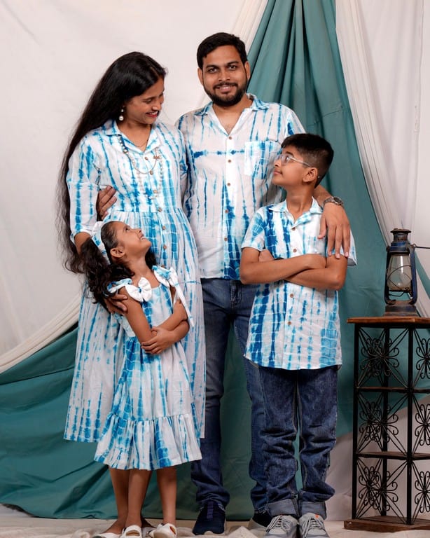 Blue Shibori Punch Family Set