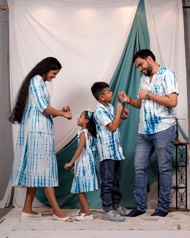 Blue Shibori Punch Family Set