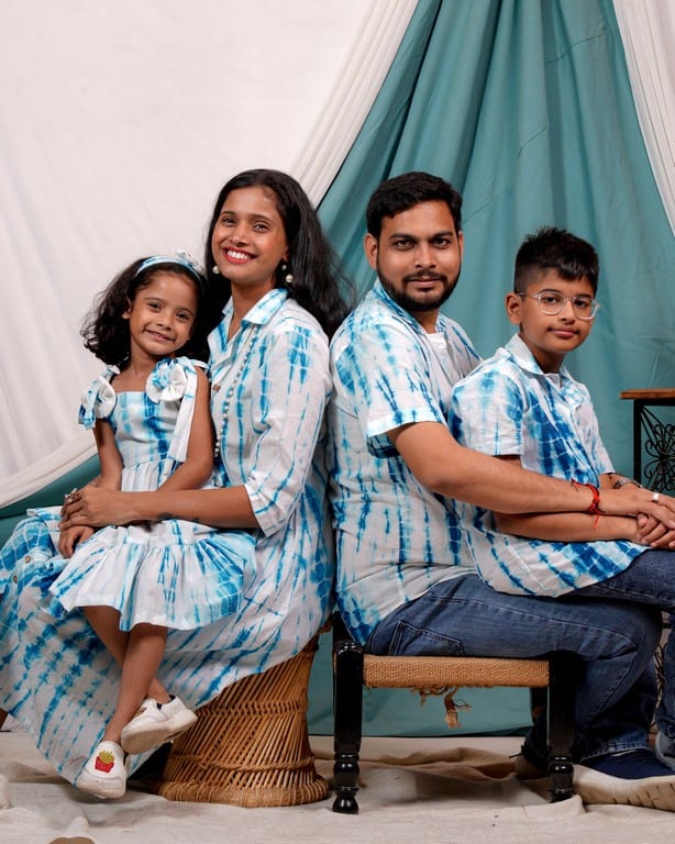 Blue Shibori Punch Family Set