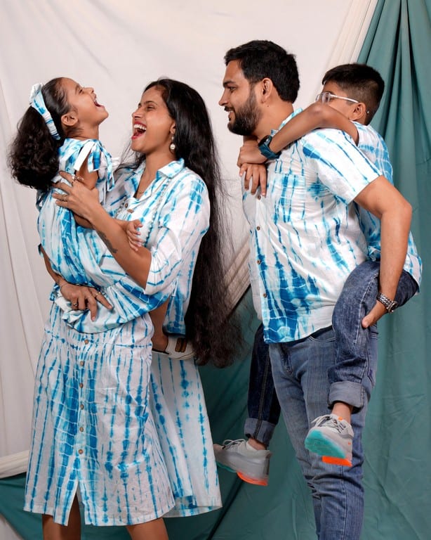 Blue Shibori Punch Family Set