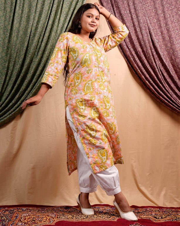 Pearl Floral Straight Maternity Kurti