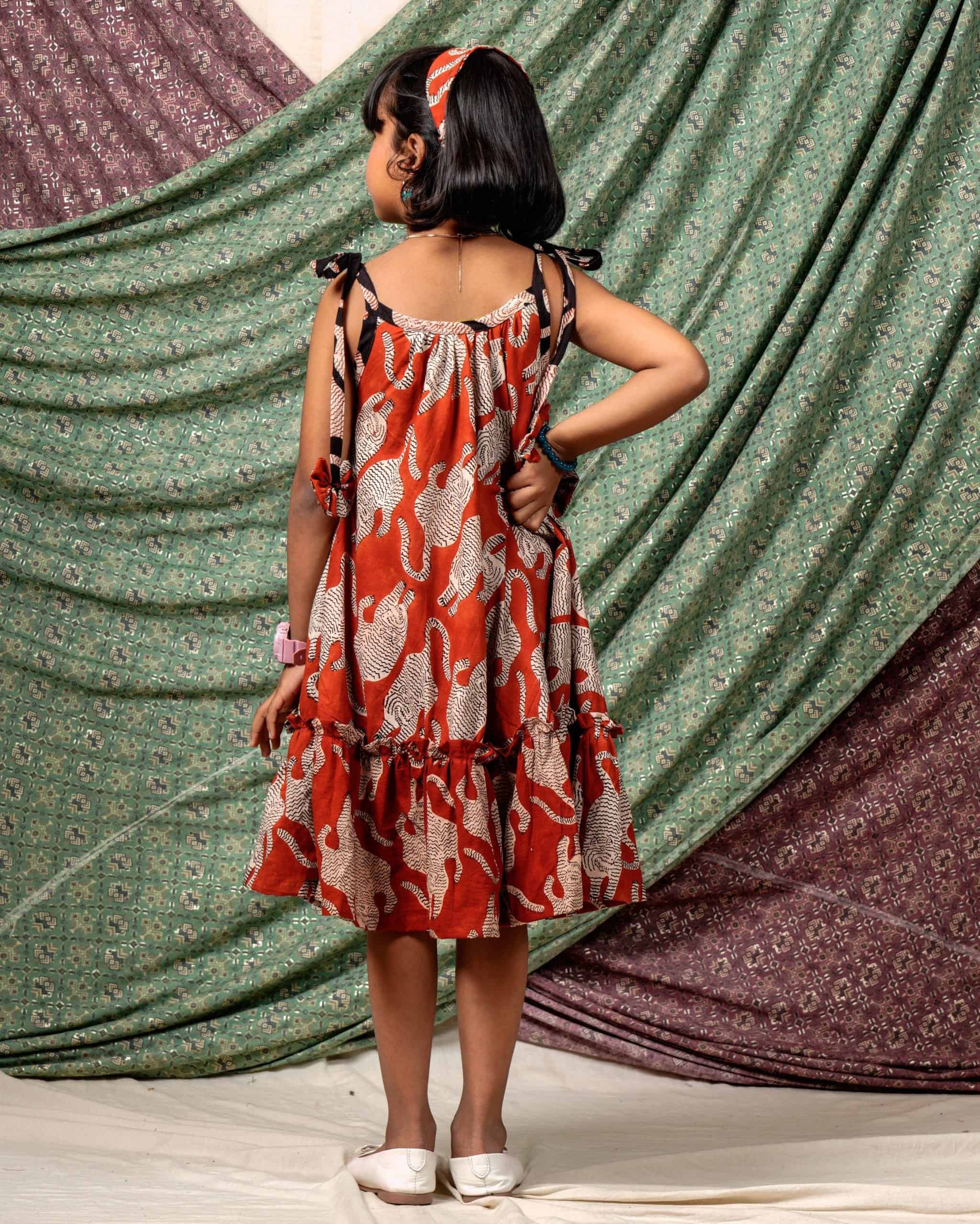 Red Kitty Halter Shift Dress Mother Kids Twinning