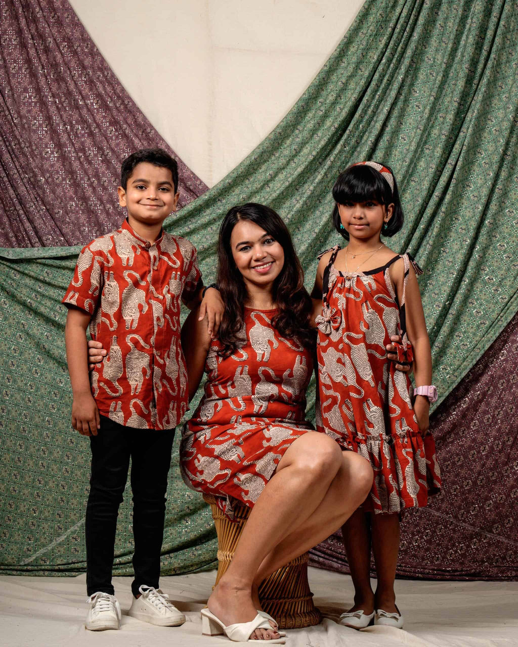 Red Kitty Halter Shift Dress Mother Kids Twinning