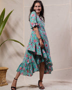 Aqua Floral Senorita Dress