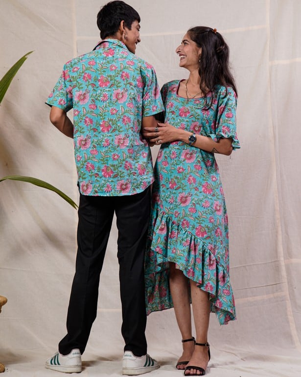 Aqua Floral Senorita Couple