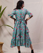 Aqua Floral Senorita Dress
