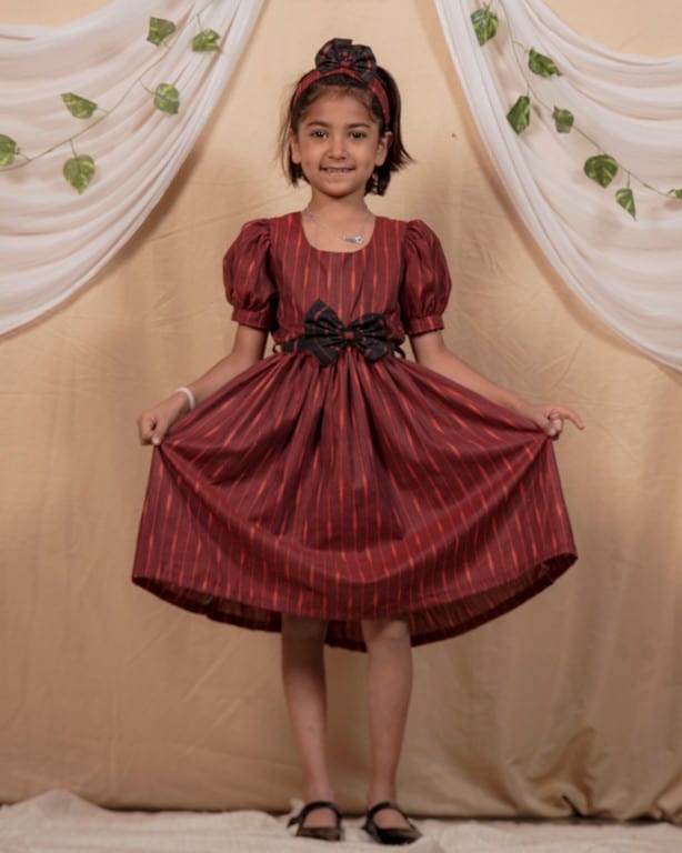 Beetroot Diverting Threads Girl Dress Main image
