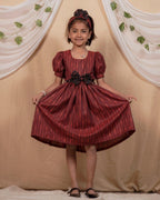 Beetroot Diverting Threads Girl Dress