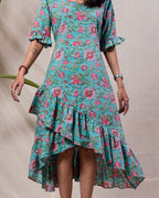 Aqua Floral Senorita Dress