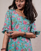 Aqua Floral Senorita Dress