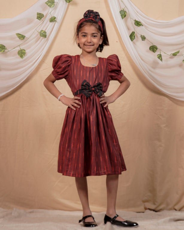 Beetroot Diverting Threads Girl Dress