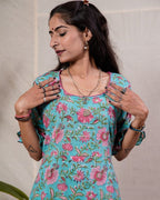 Aqua Floral Senorita Dress