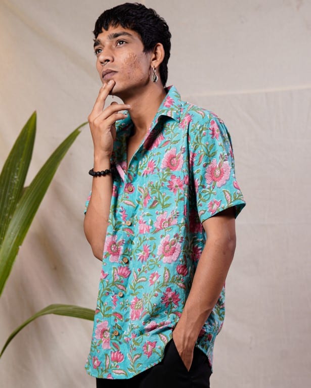 Aqua Floral Shirt