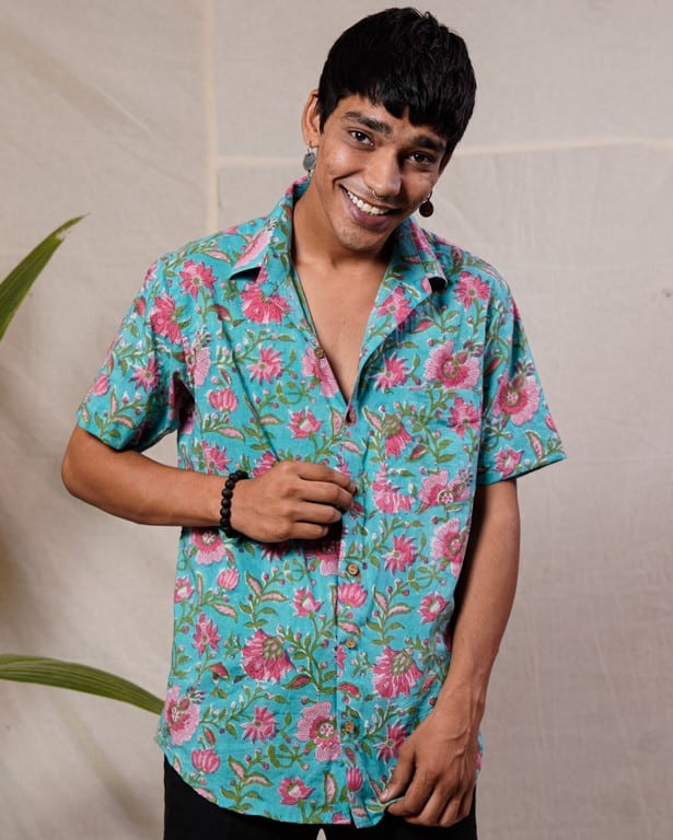 Aqua Floral Shirt Secondary image