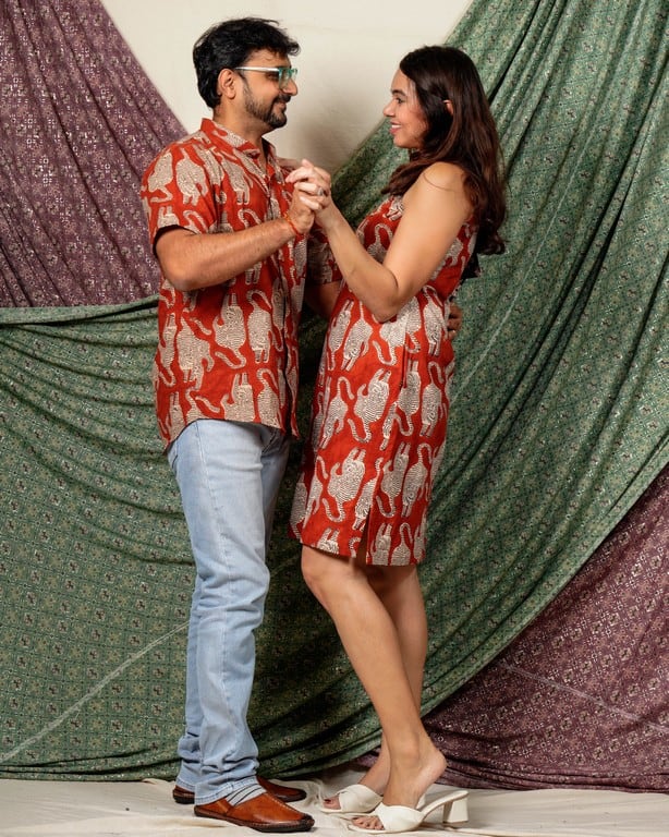 Red Kitty Halter Shift Couple Set