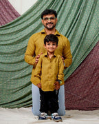 Mustard Checkered Father Son Twinning