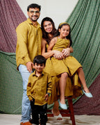 Mustard Checkered Strappy Family Set