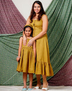 Mustard Checkered Strappy Mother Daughter Twinning