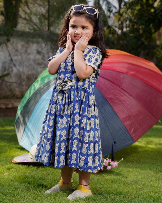 Fish ocean Blue Kid Dungaree Dress Secondary image