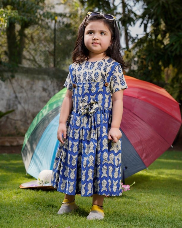 Fish ocean Blue Kid Dungaree Dress