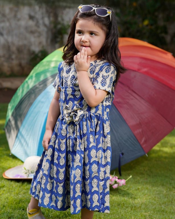 Fish ocean Blue Kid Dungaree Dress