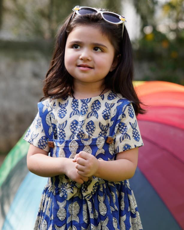 Fish ocean Blue Kid Dungaree Dress